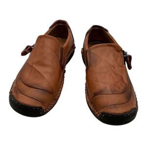 Men's Brown Leather Slip-On Sport Shoes Size 12 Casual